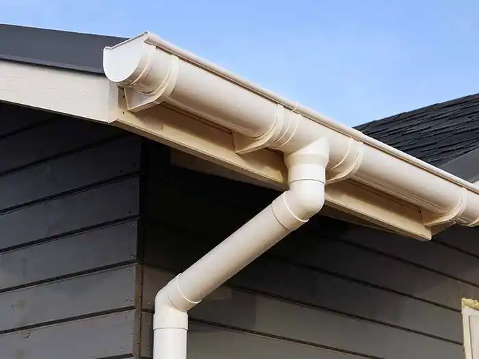 Clean, well-maintained gutter and downspout system